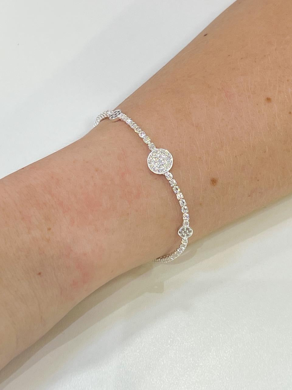 Pulseira Riviera com Ponto De Luz | Banhado a Ródio Branco.