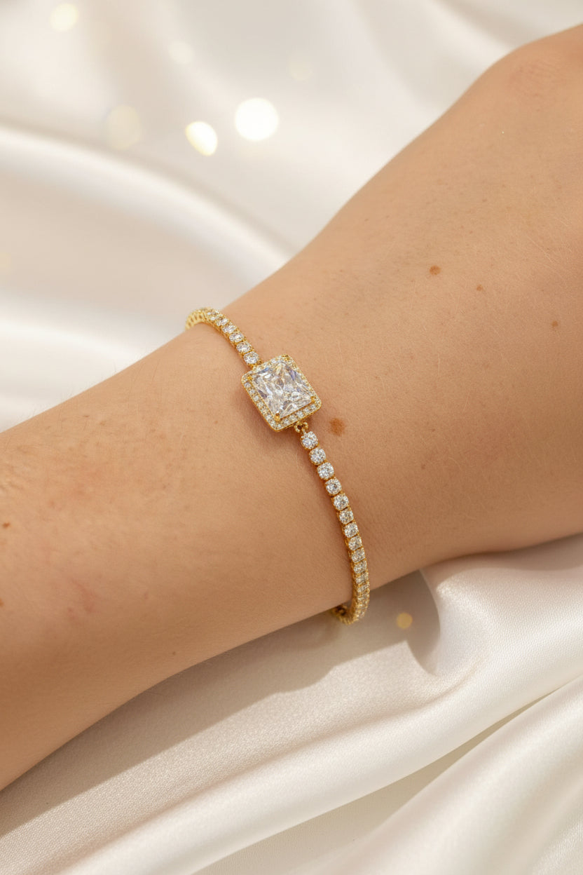 Pulseira Riviera com Zircônia Central